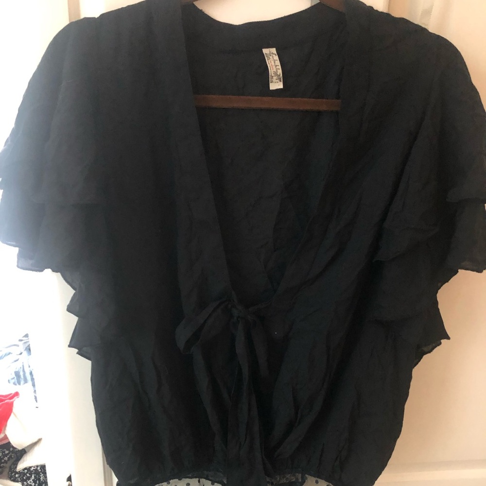 Free People, Black Short Sleeve Body Suit